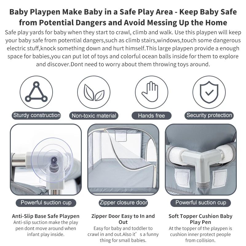 Parc pour bébé, barrière de sécurité pour enfant, clôture avec anneau de traction, boîte à balles, a
