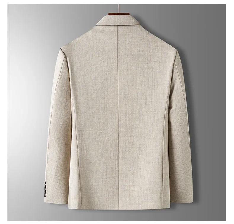 Blazer Homme Printemps-Automne de Luxe à Carreaux Jacquard – Veste Décontractée Gris Bleu Beige Coup