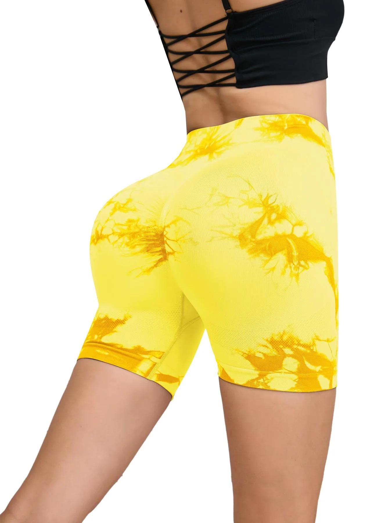 Pantalon de Fitness sans couture teint par nouage pour femmes, taille haute et levage des hanches, s