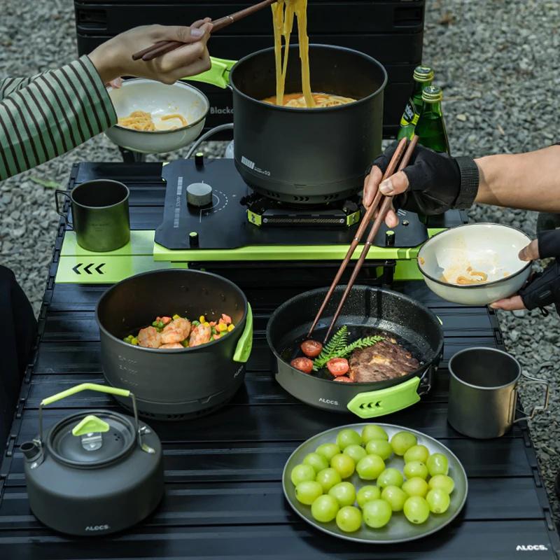 Alocs CW-C65 Camping Batterie de Cuisine Casseroles Rurry saupoudrer Bouilloire à Eau Ensemble Compa