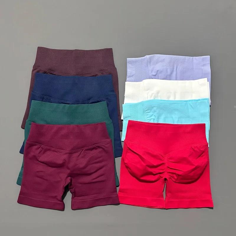 Short de sport pour femmes, short de motard, Fitness, taille haute et serrage de la taille, short de