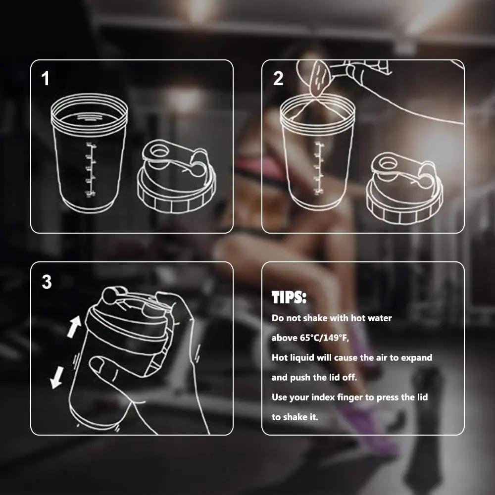3 couches Shaker bouteille de protéines poudre Shake Cup bouteille d'eau tasse de mélange en plastiq