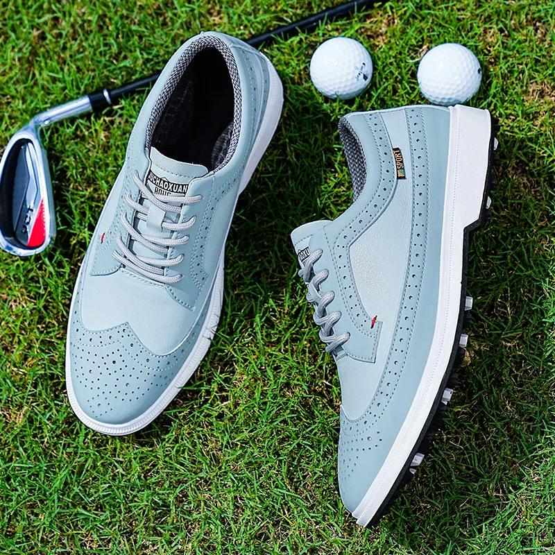 Chaussures Golf Professionnelles Hommes Cuir Respirant - Compétition Entraînement Grandes Tailles 39-47