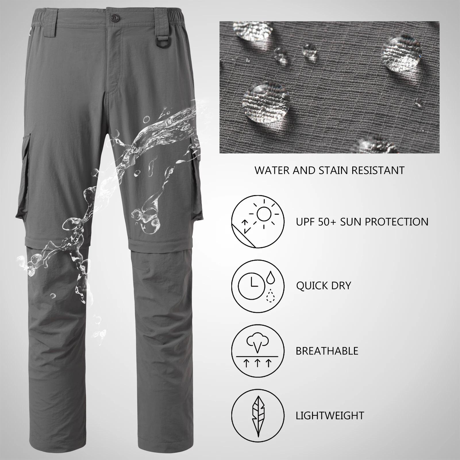 Bassdash-Pantalon convertible à séchage rapide pour homme, extérieur, fermeture éclair, degré d'eau,
