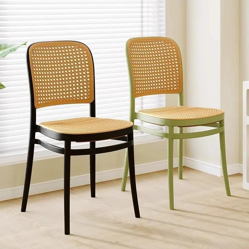 Chaises de salle à manger nordiques en Imitation rotin, chaise de Restaurant, chaise d'ordinateur su