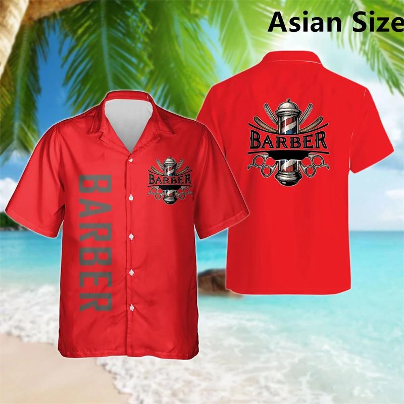 Chemises graphiques de barbier simples, tendance d'été, manches courtes, impression 3D, vêtements de