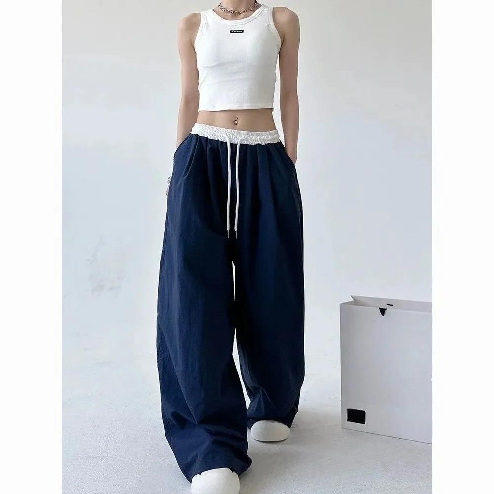 Pantalon à jambes larges pour femmes, avec cordon de serrage, gothique, Hip Hop, Cargo, chaud, assor