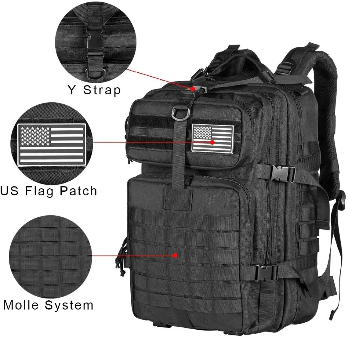 50L homme sacs à dos tactiques sacs de voyage en plein air en plein air 3P sac d'école EDC Molle Pac