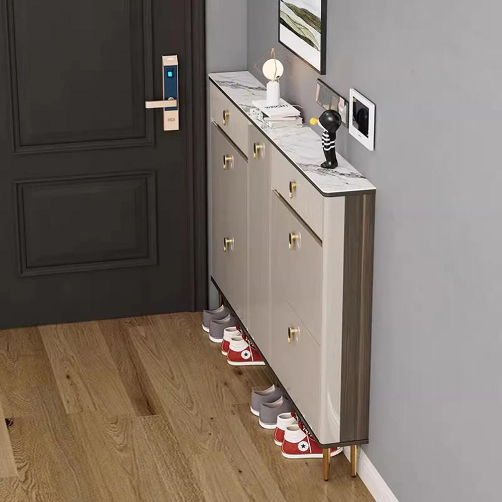 Tiroirs blancs étagère étagère à Chaussures 3 couches étroit permettant de gagner de l'espace Armoir