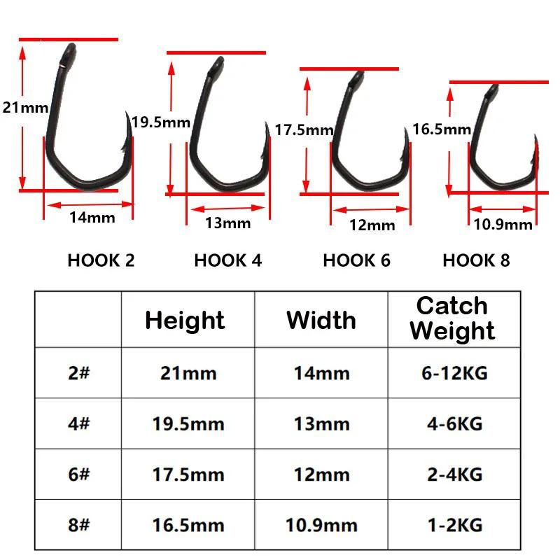 Hameçons de pêche à la carpe revêtus de PTFE, en acier à haute teneur en carbone, noir mat, tige cou