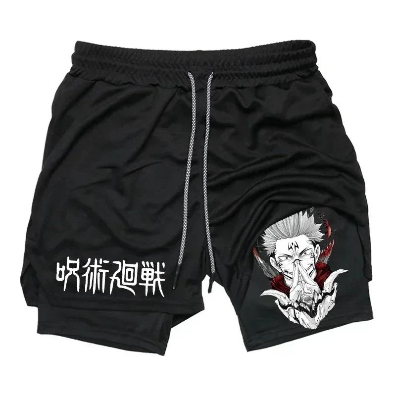 Short de sport pour hommes Jujutsu Kaisen Anime graphique 2 en 1 short de Compression pour hommes sh