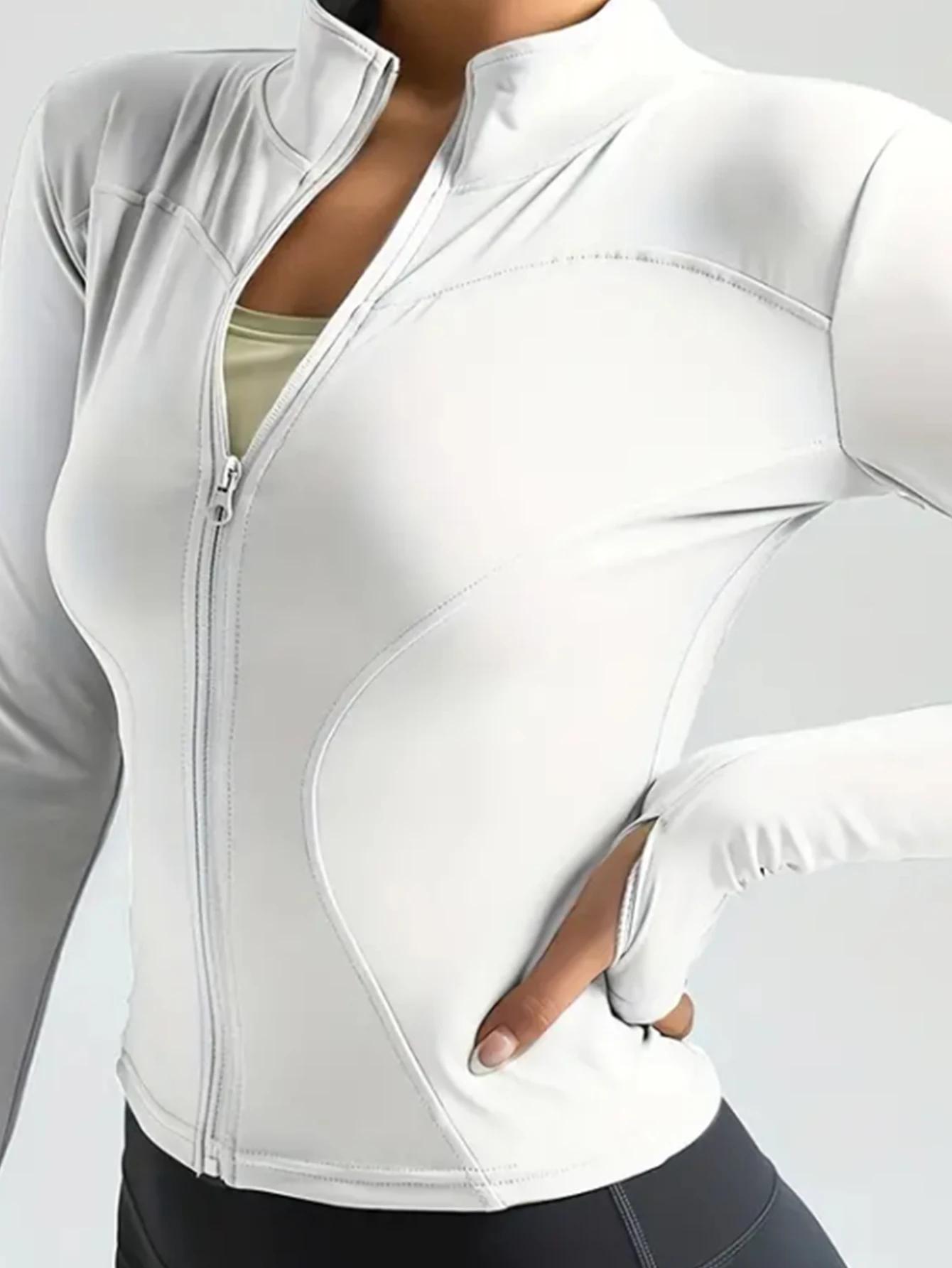 Vêtements de yoga pour femmes - Manteau sportif d'automne et d'hiver col montant à manches longues
