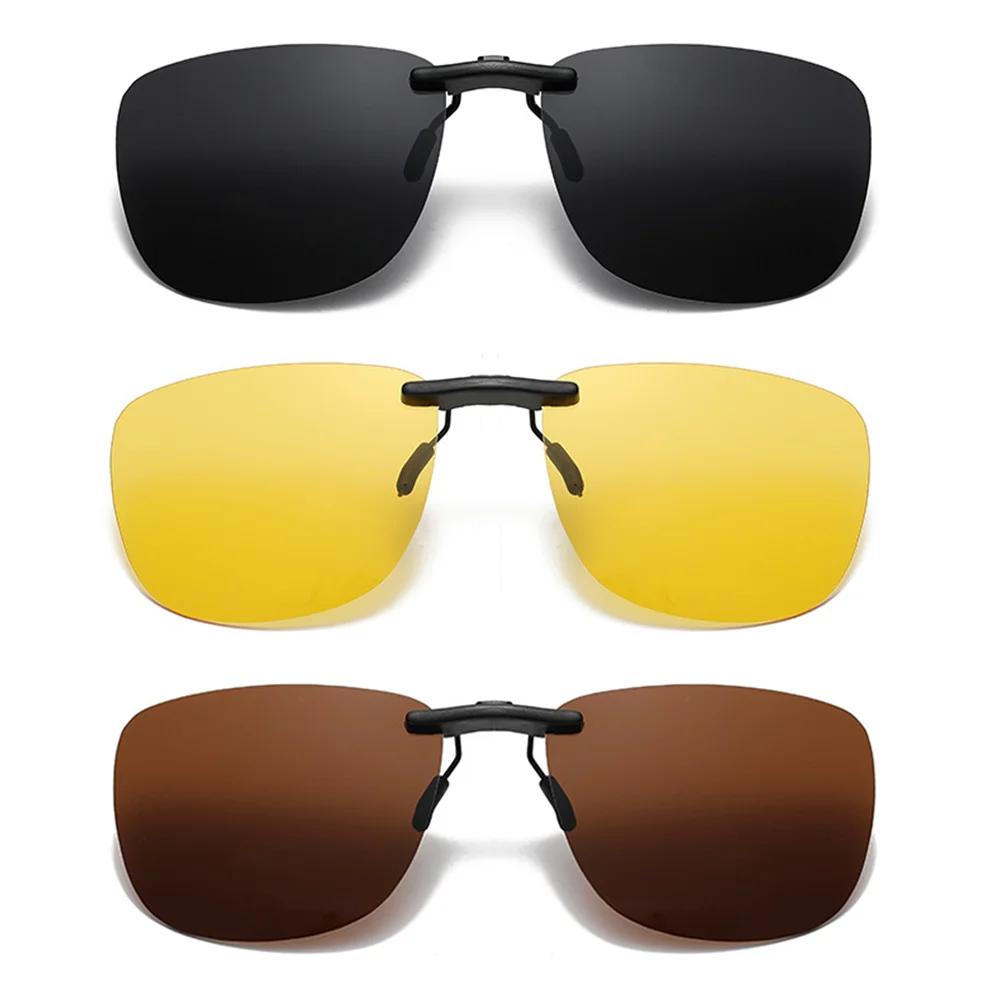 Lunettes de soleil polarisées à Clip carré pour femmes et hommes, verres noirs UV400, Vision nocturn