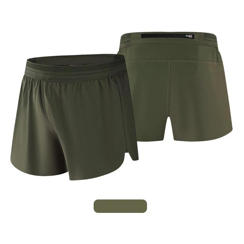 Short en soie glacée pour hommes, Double pont, séchage rapide, couleur unie, course à pied, Fitness,