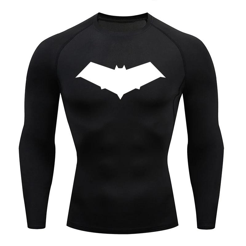 T-shirt compression homme séchage rapide sport fitness course musculation respirant noir