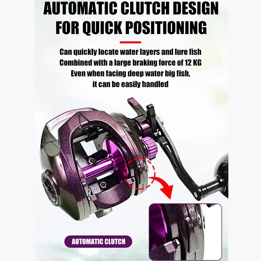 Moulinet de pêche Baitcasting à traînée maximale de 12KG, 5.3:1, roue à gouttelettes à longue portée