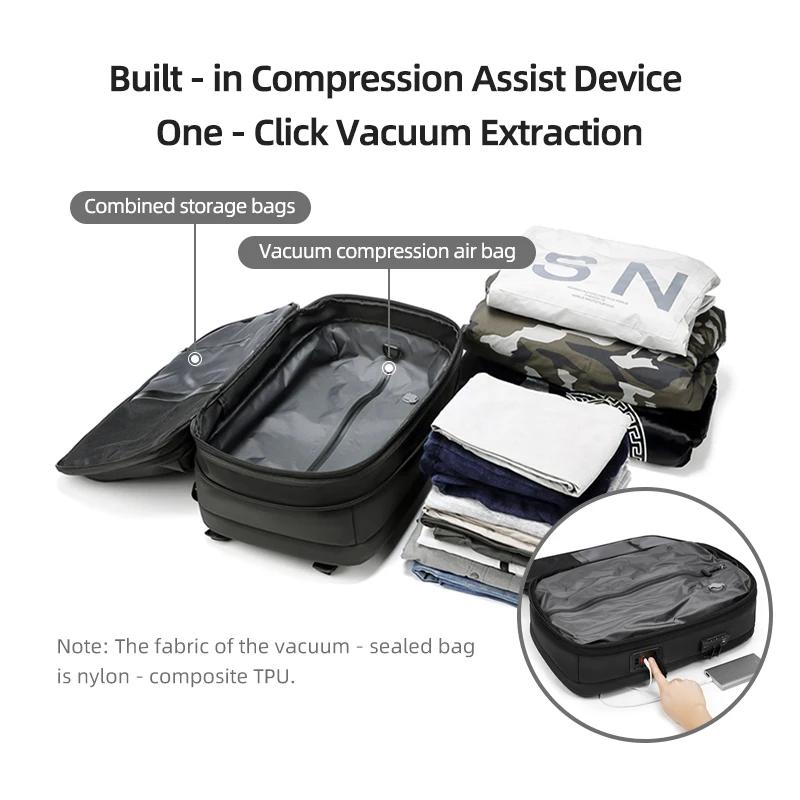Sac à dos de voyage pour hommes, pompe de démarrage en un clic, compression sous vide, sac à dos pou
