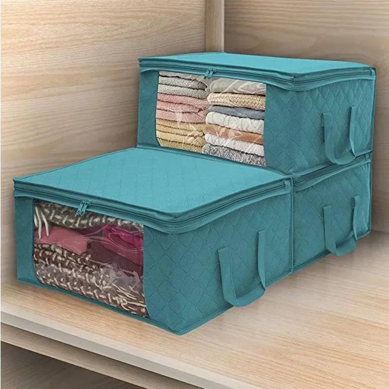 Boîte De rangement De vêtements De grande capacité, pliable, en tissu Non tissé, pour couettes, étui