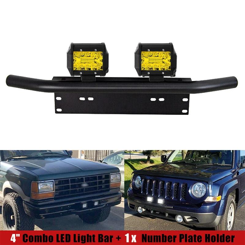 Projecteur de travail jaune pour voiture tout-terrain, barre lumineuse avec attelage de remorquage u
