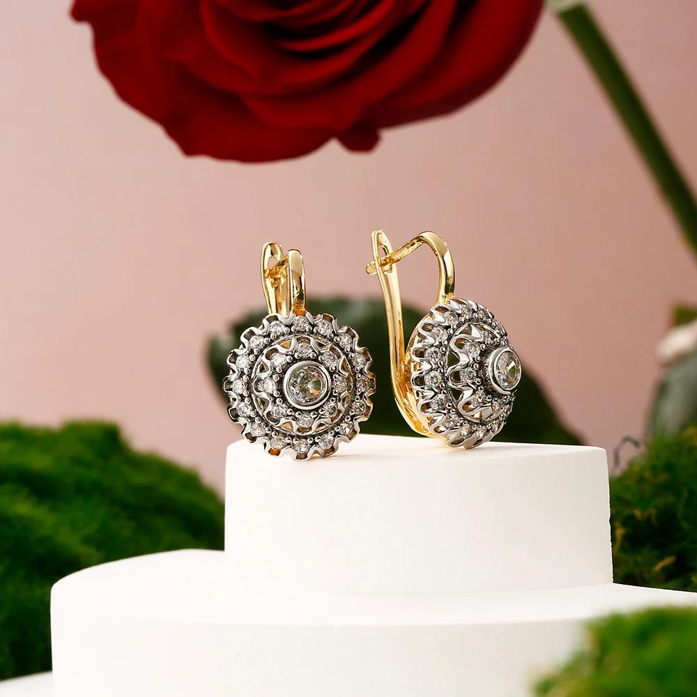 Boucles d'oreilles en vermiculite incrustée de conesh creux, bijoux à la mode plaqués or 14 carats, 