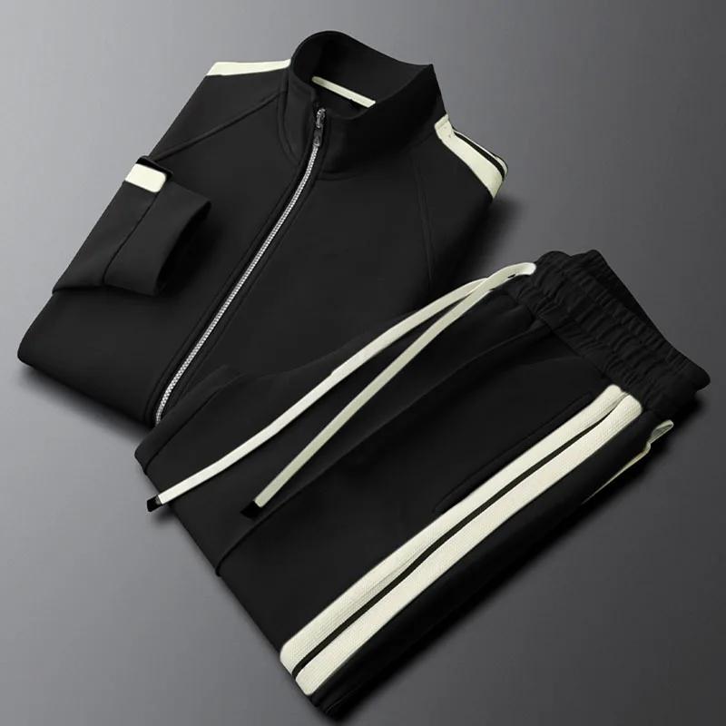 Costume unisexe à rayures latérales pour hommes et femmes, manteau de sport décontracté, pantalon de