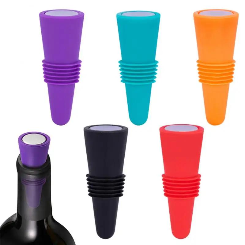 Bouchon de bouteille de vin en Silicone, 5 pièces, bouteille de boisson, anti-fuite, bouchons de sce