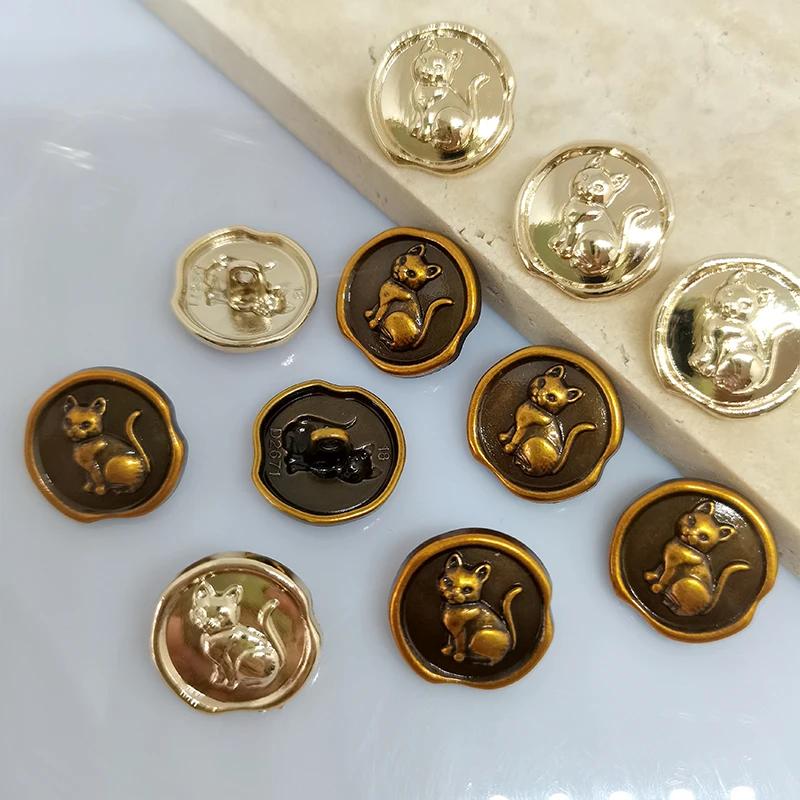 17.5/25MM mignon Vintage chat conception boutons en métal de vêtements en gros décor de mode bouton 