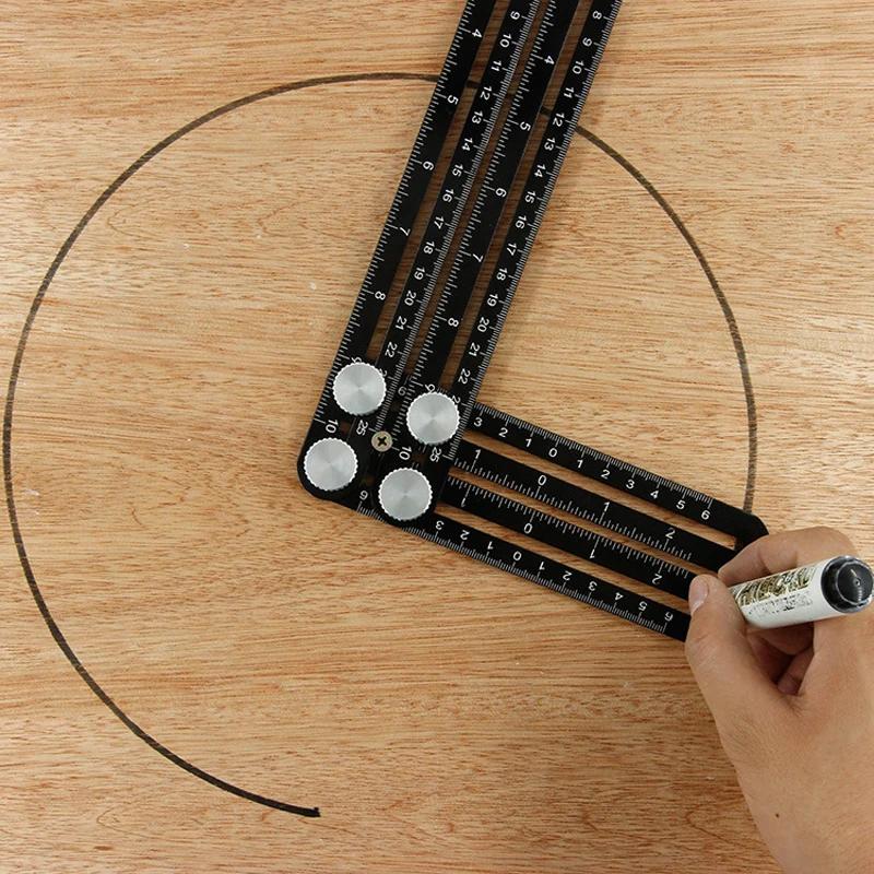 Règle de mesure multi-angle, outils de Construction, règle de positionnement pliante en aluminium, o