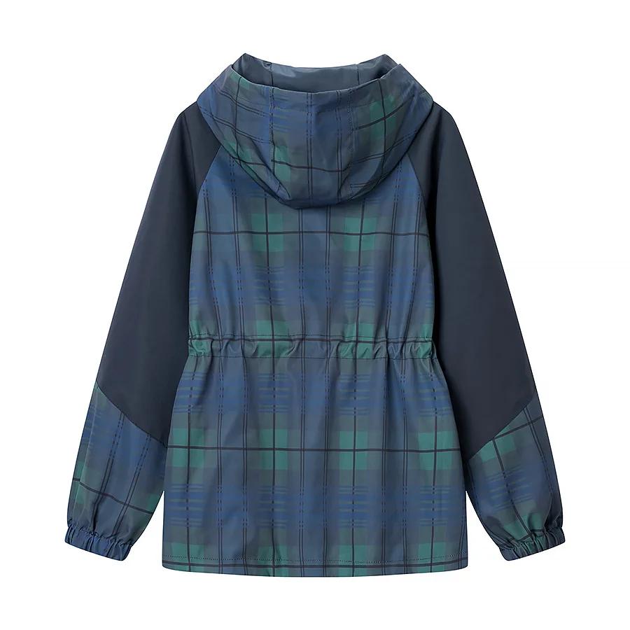 Veste rétro à carreaux pour femme, col montant, cordon de serrage à la taille, coupe-vent court à ca