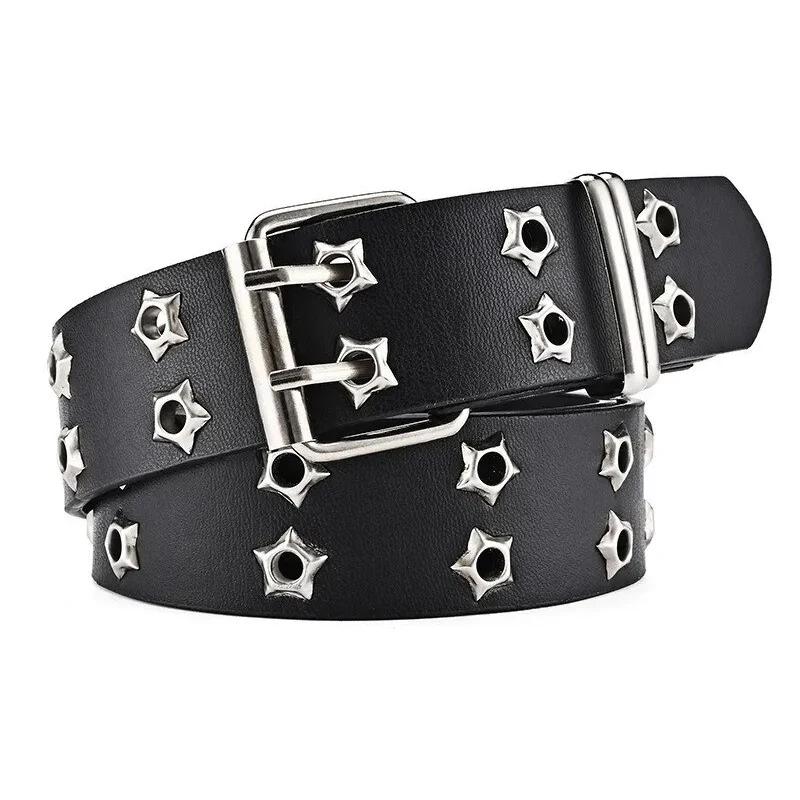 Ceinture femme grande taille Double trou hommes ceinture Punk Hip Hop Rock Style sous-culture Y2K ce
