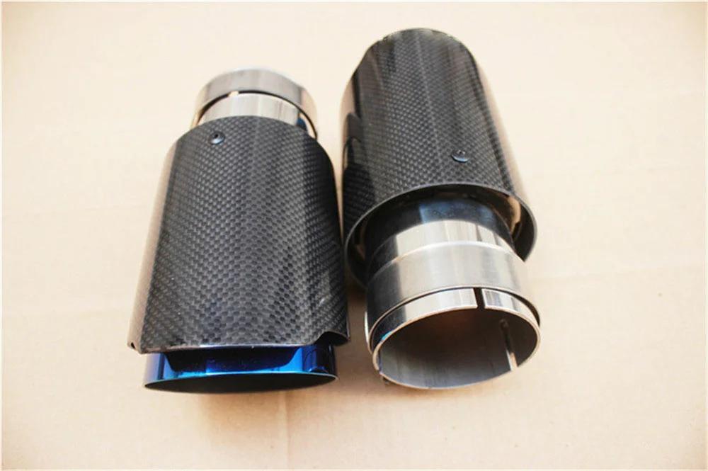 Embout de silencieux en fibre de carbone brillant pour voiture, système d'accès, silencieux de tuyau