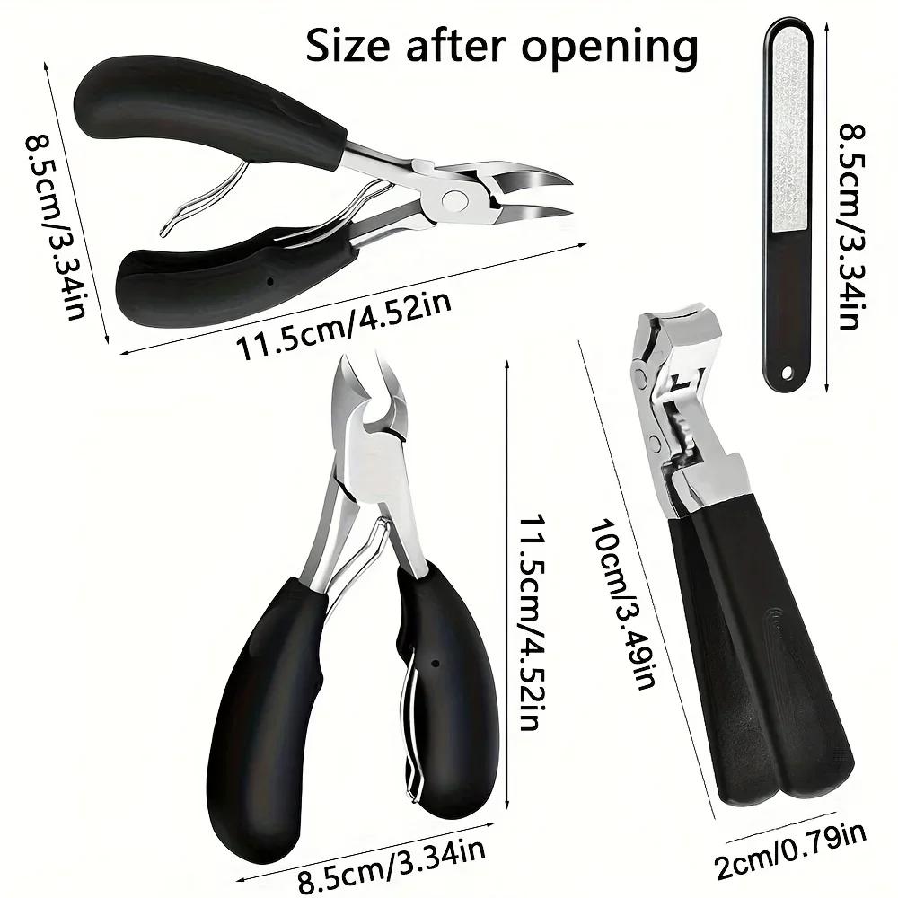 Coupe-ongles épais et orteils pour personnes âgées, ensemble de 4 pièces, Extra Large, ouverture à l