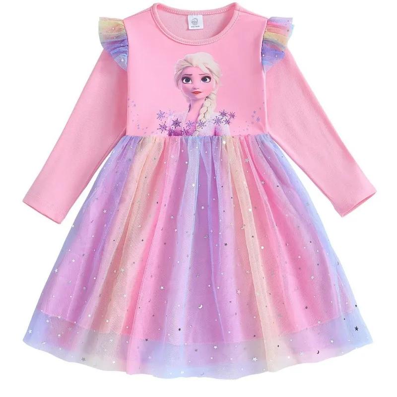 Robe de princesse à manches longues pour filles, vêtements de fête pour enfants, Elsa, la reine des 