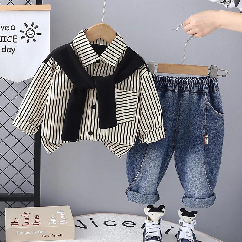 Nouveau printemps automne bébé vêtements costume enfants garçons à manches longues chemise pantalon 
