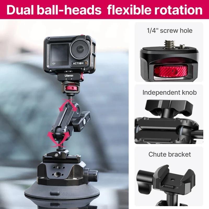 Ulanzi – support de caméra d'action pour téléphone de voiture, pompe à main, ventouse 360 °   1/4" r