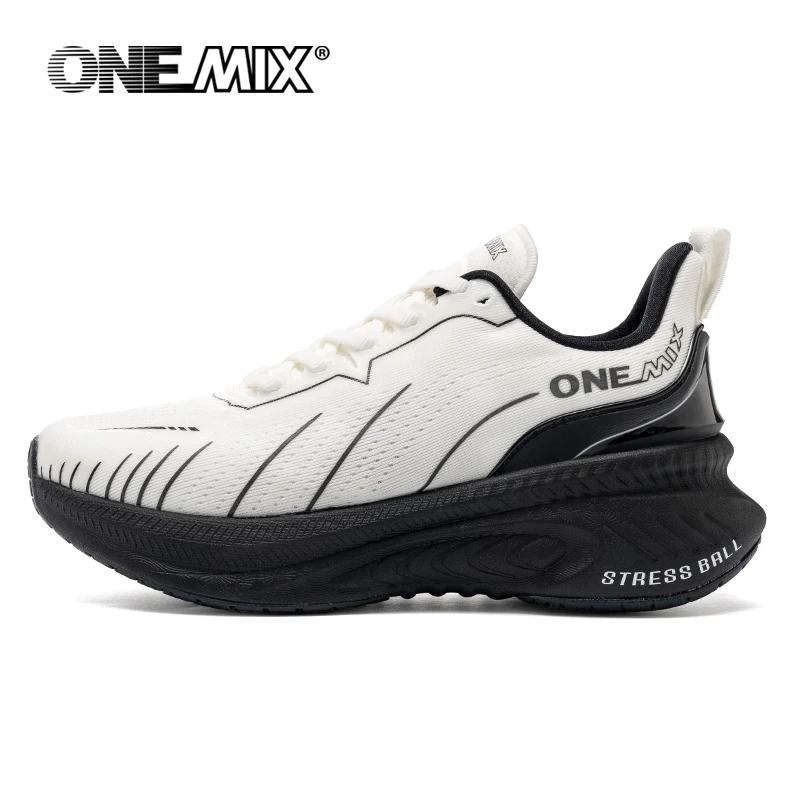 ONEMIX blanc chaussures de course sur route pour hommes coussin d'air chaussures de Sport en plein A