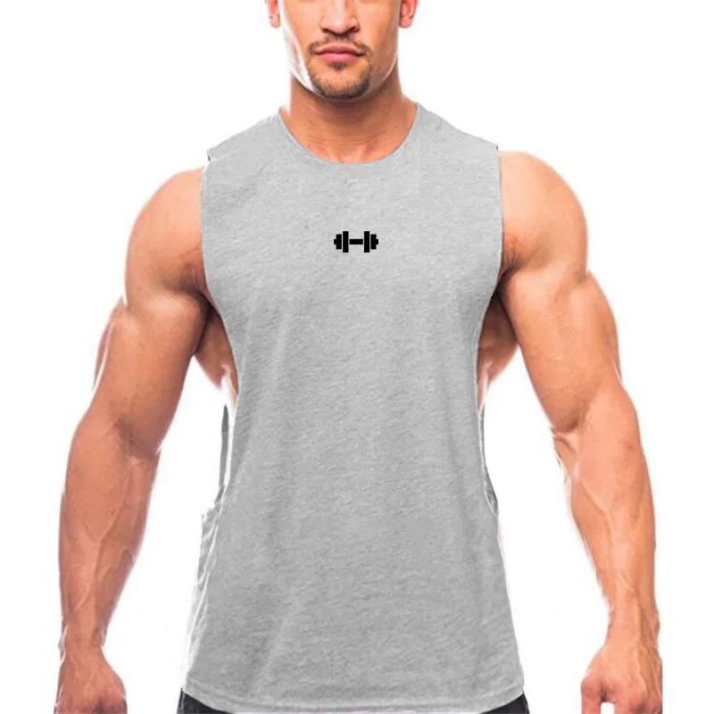 Gilets d'entraînement Fitness coton respirant fentes latérales hommes musculation sans manches