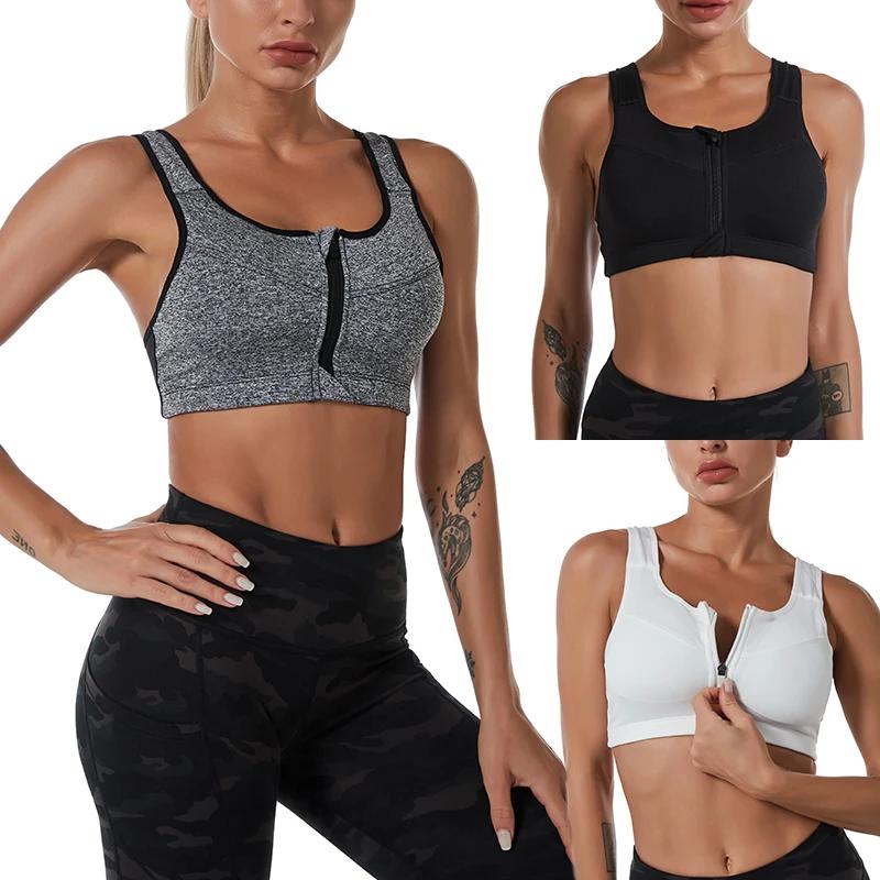 Soutien-gorge sport grande taille femme - Brassière fitness 3XL à 5XL fermeture avant pour yoga gym