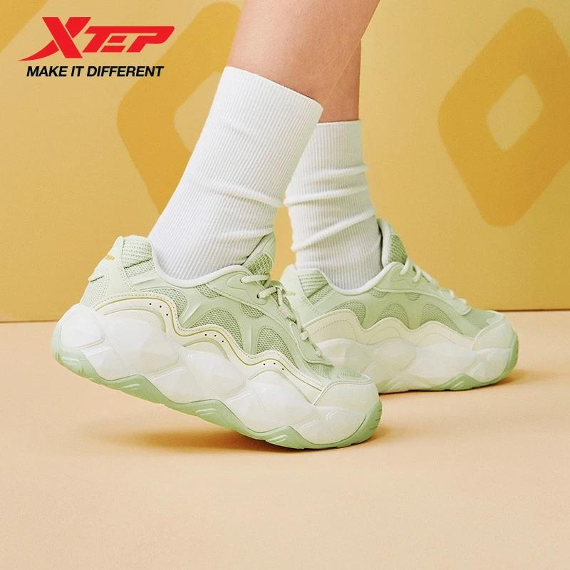 Xtep – baskets décontractées à plateforme en cuir et maille ananas pour femmes, chaussures de sport 