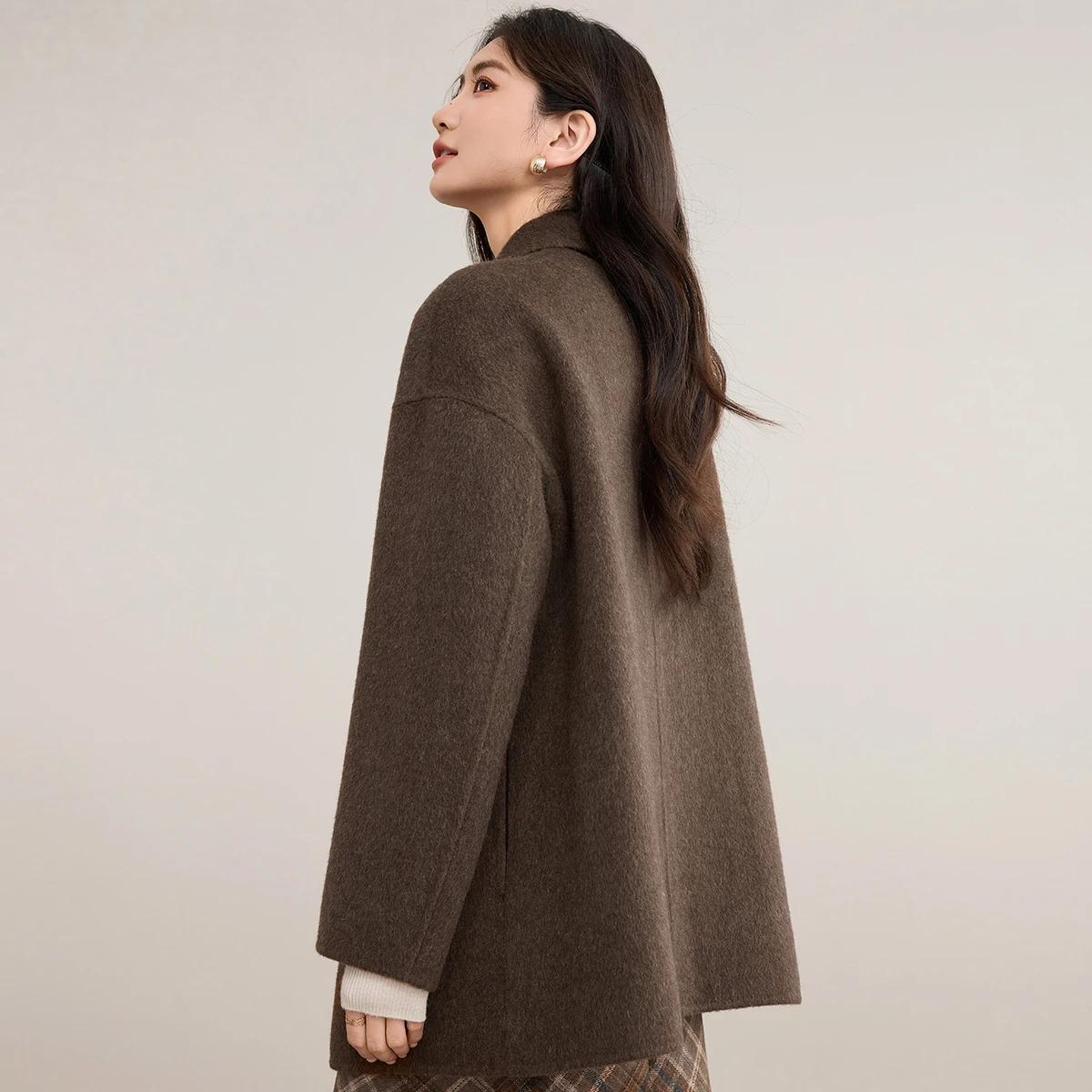 Manteaux en laine SENTUBILA pour femme, collection hiver 2026, vestes à revers crantés, manches long