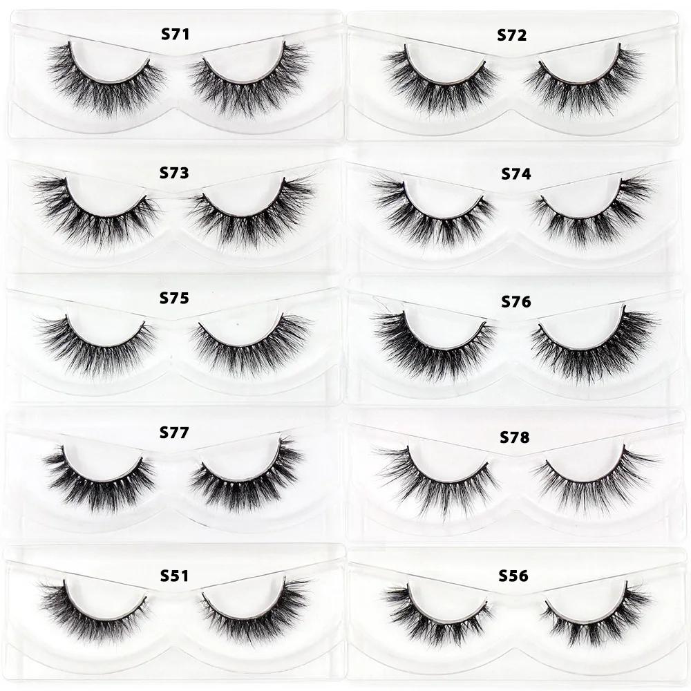 30/60/100 paires de cils de vison sans boîte cils de vison 3D courts faux cils de vison naturel en v