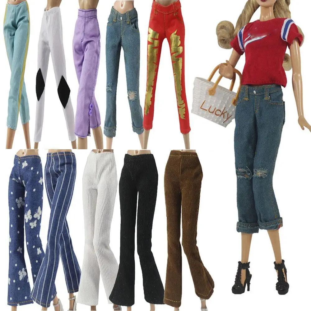 Jeans floraux multi-styles pour poupées, pantalons en cuir, vêtements décontractés FJD, jouets pour 