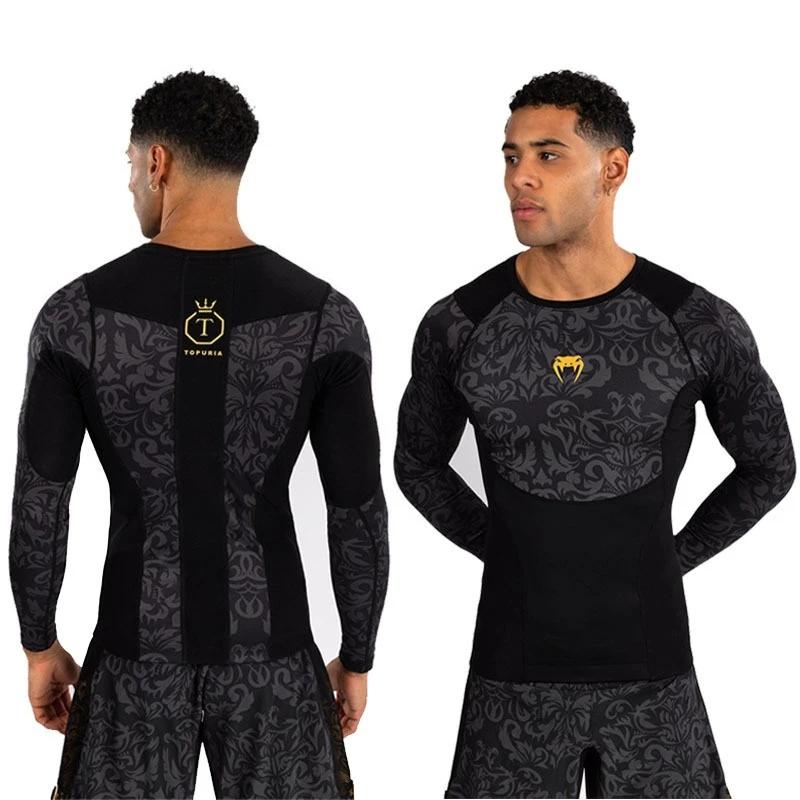Chemises de sport pour hommes, vêtements de sport décontractés, hauts de boxe, entraînement de comba