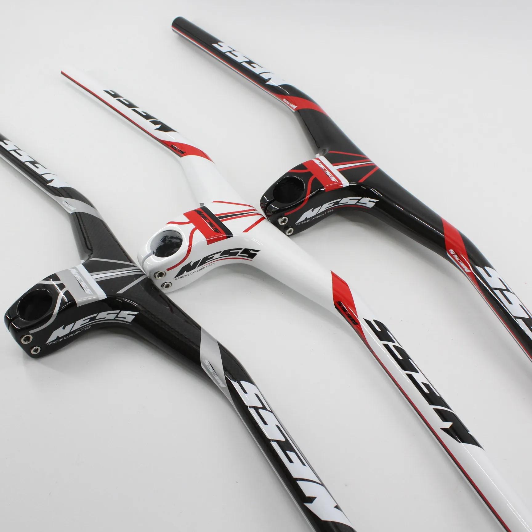 Le plus récent guidon de vélo en fibre de carbone NESS VTT 3K et tige guidon VTT en carbone intégré-