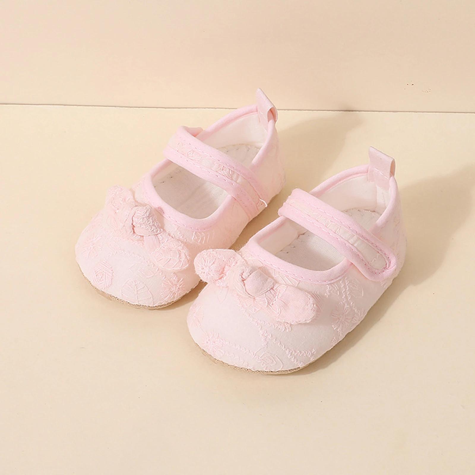 BeQeuewll infantile bébé filles chaussures antidérapantes à semelles souples dentelle nœud papillon 