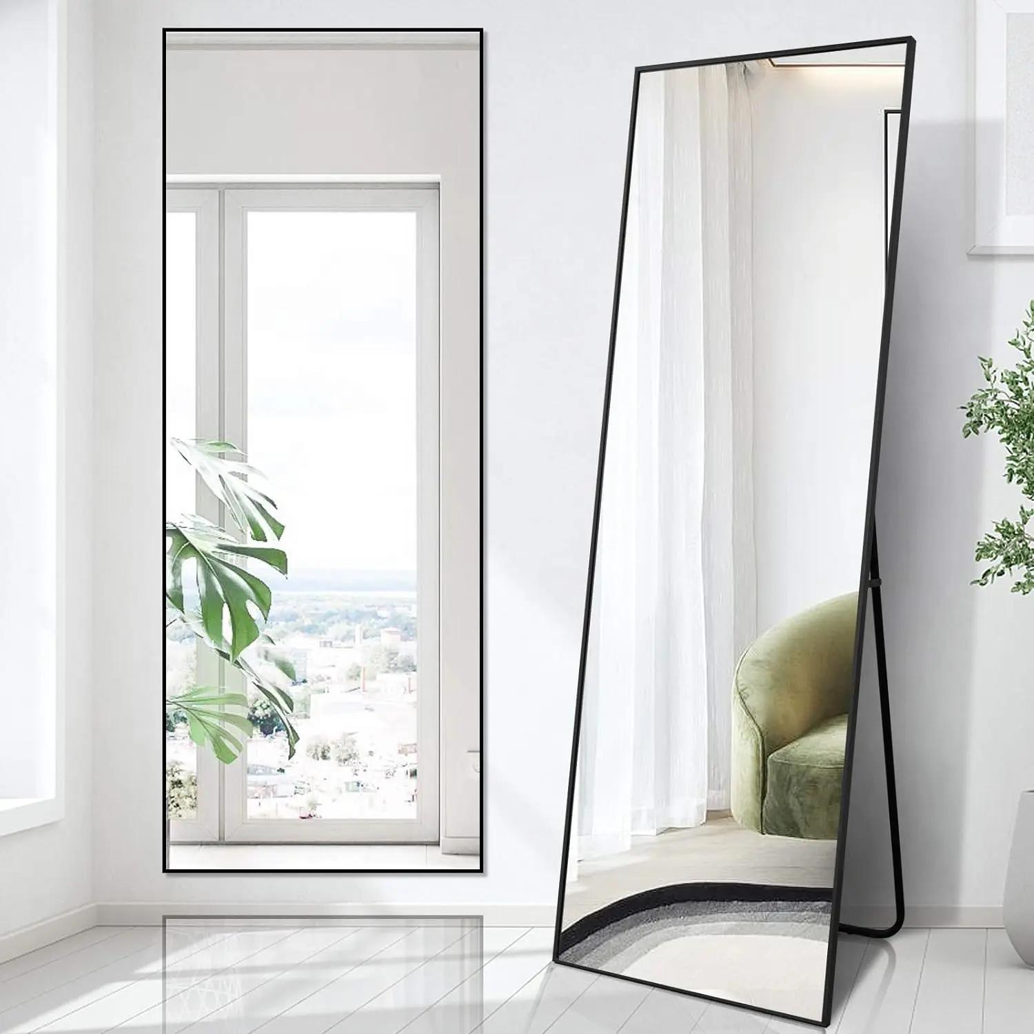 Miroir pleine longueur 64 "x 21", suspendu ou appuyé sur le mur, miroirs de sol, dressing mural