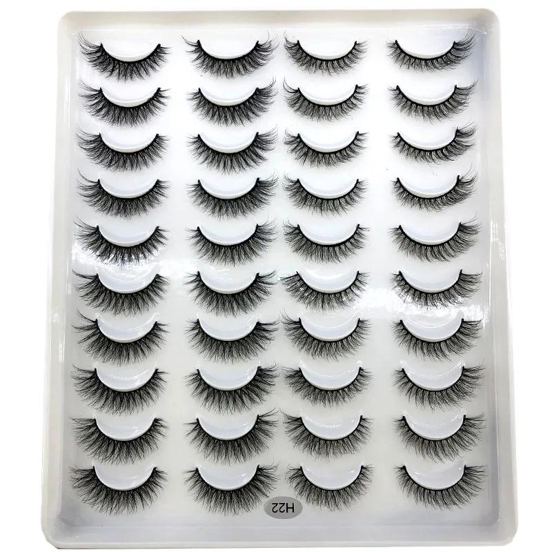 Faux-cils 3D en faux vison, 20 paires, naturels, dramatiques, moelleux, doux, contaminants, volume c