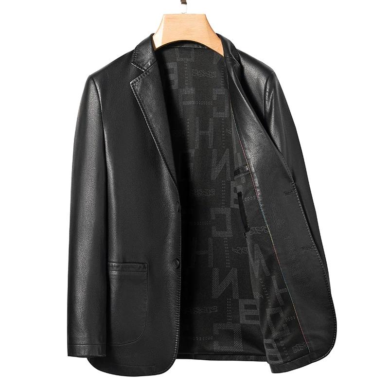 Veste en cuir coupe cintrée pour hommes, Blazer de haute qualité, tendance, assorti avec tout, pour 