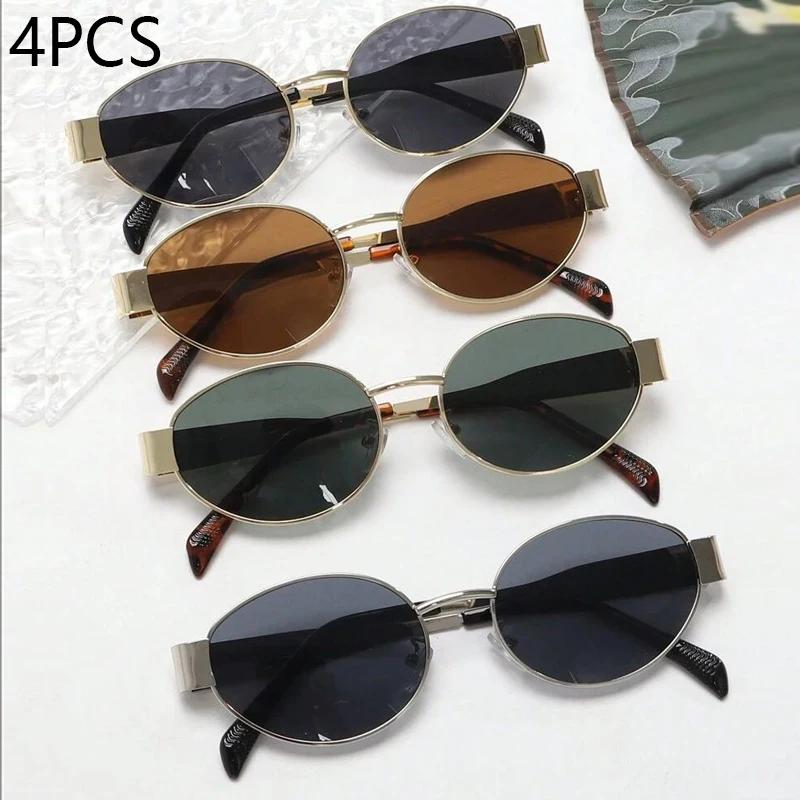 Lunettes de personnalité ovales en métal, petites lunettes rondes à la mode, accessoires de plage po