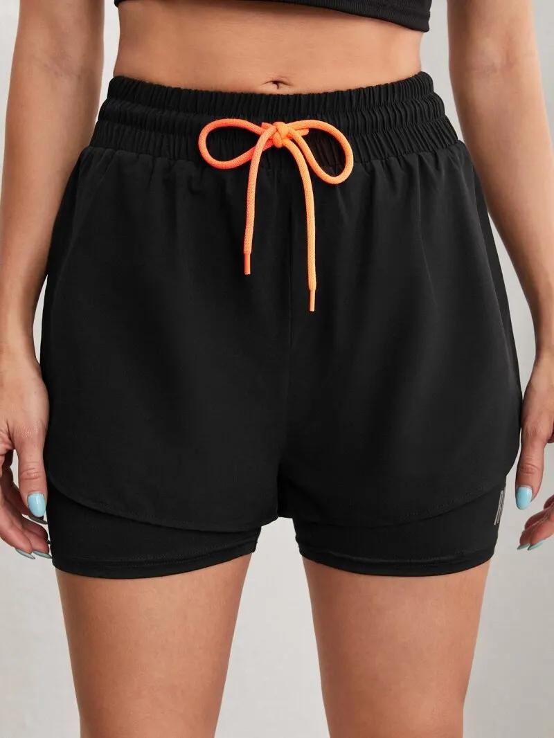 Short de Yoga taille haute pour femmes, avec contrôle de proximité élastique, short de course, faux 